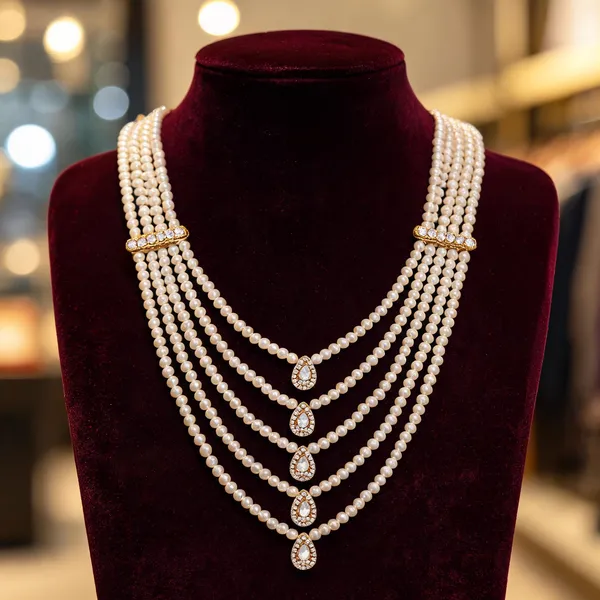 White_Layered_Necklace_Alloy_For_Unisex_Pack_Of_1