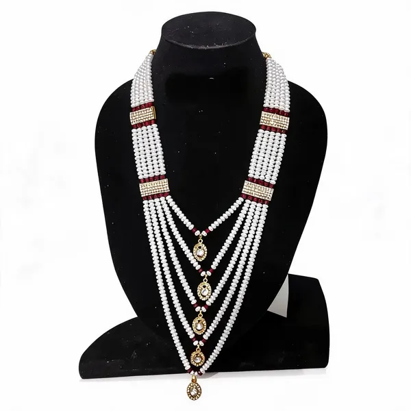 White_Layered_Necklace_Alloy_For_Unisex_Pack_Of_1