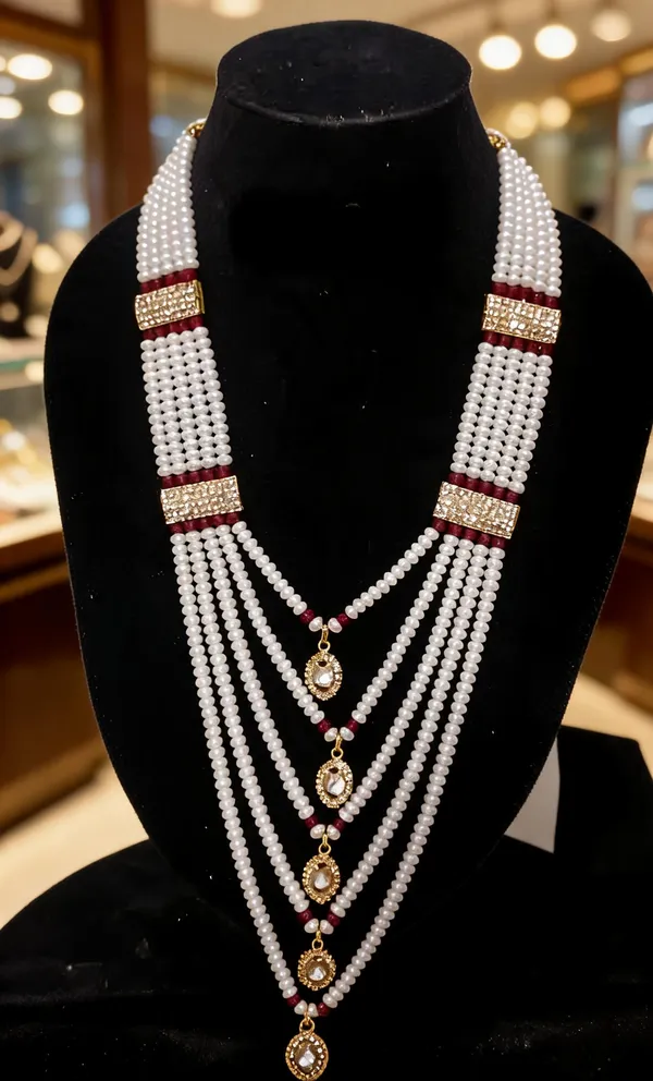 White_Layered_Necklace_Alloy_For_Unisex_Pack_Of_1