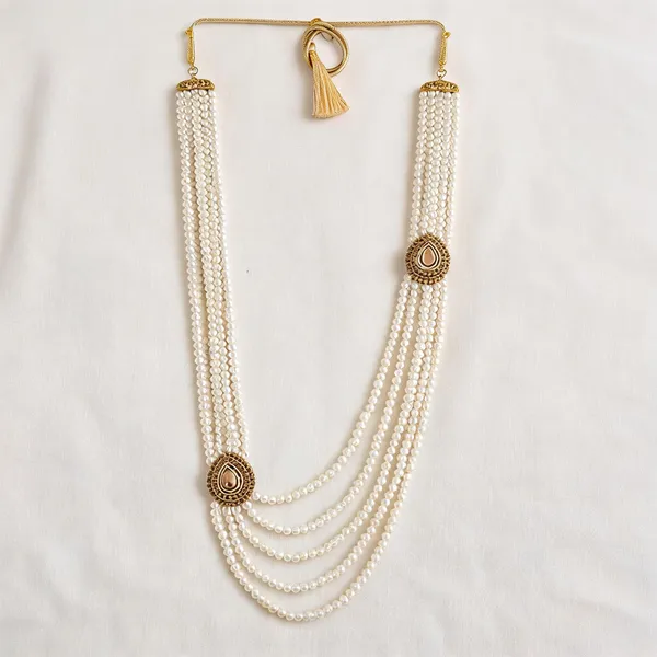 White_Layered_Necklace_Alloy_For_Unisex_Pack_Of_1