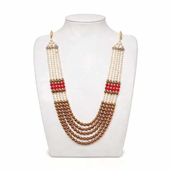 White_And_Red_Layered_Necklace_Alloy_For_Unisex_Pack_Of_1