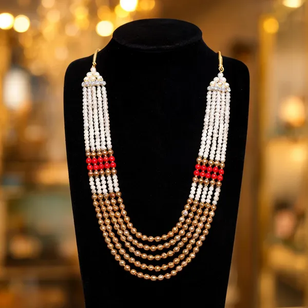 White_And_Red_Layered_Necklace_Alloy_For_Unisex_Pack_Of_1