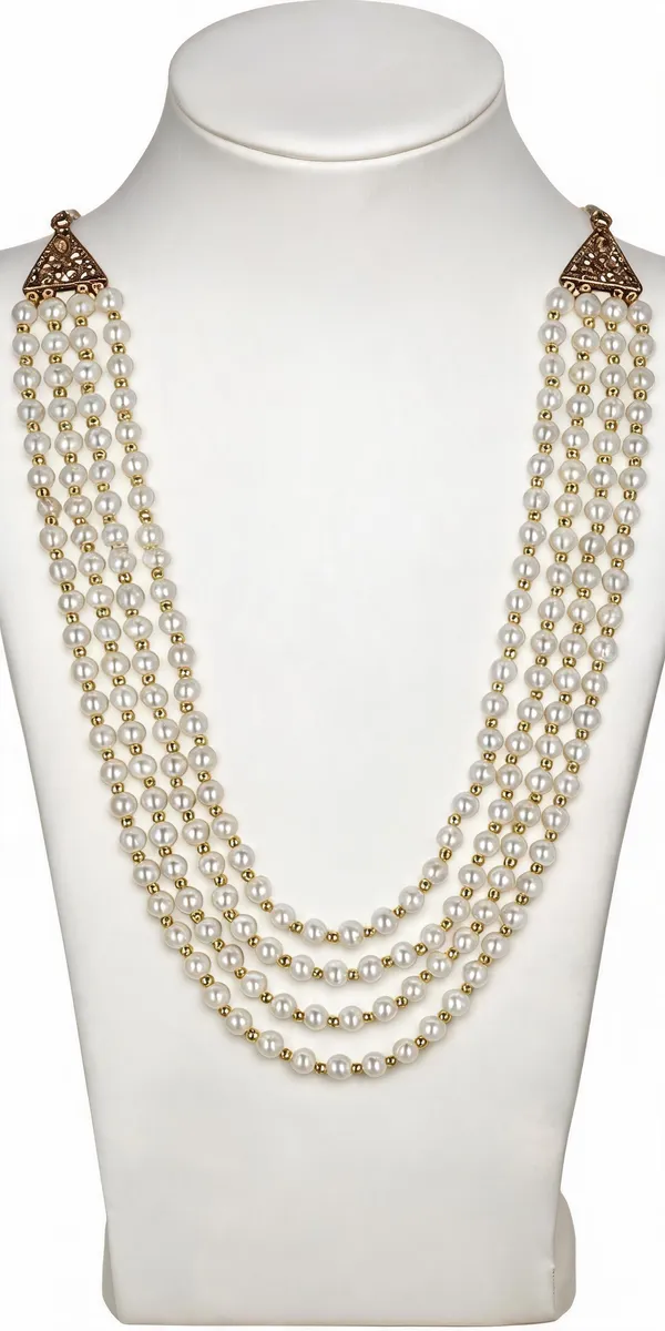 Orange_And_White_Layered_Necklace_Alloy_For_Unisex_Pack_Of_1