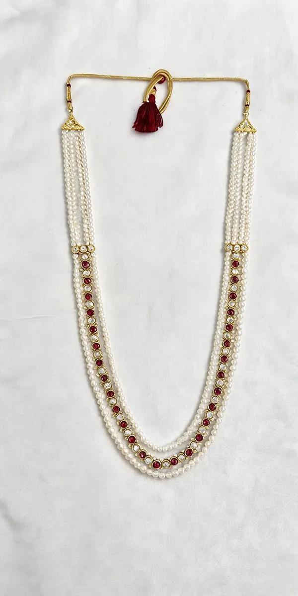 White_And_Red_Layered_Necklace_Alloy_For_Unisex_Pack_Of_1