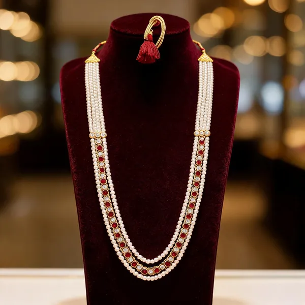 White_And_Red_Layered_Necklace_Alloy_For_Unisex_Pack_Of_1