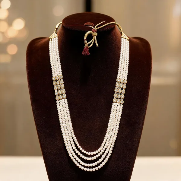 White_Layered_Necklace_Alloy_For_Unisex_Pack_Of_1