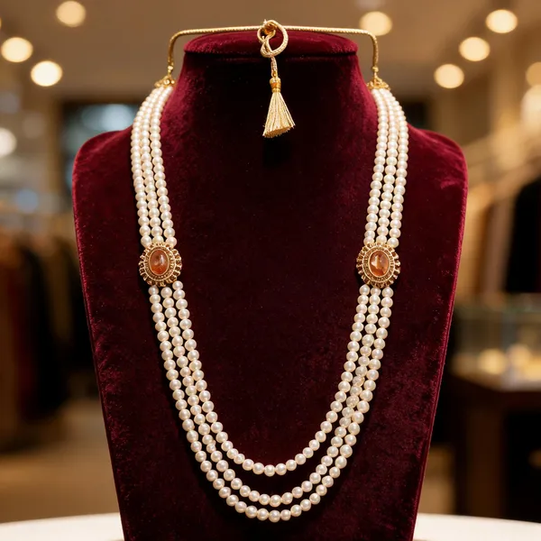 White_And_Maroon_Layered_Necklace_Alloy_For_Unisex_Pack_Of_1