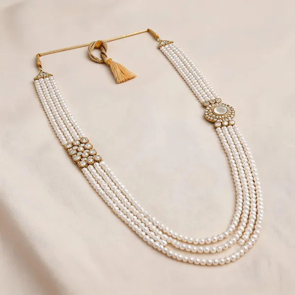 White_Layered_Necklace_Alloy_For_Unisex_Pack_Of_1
