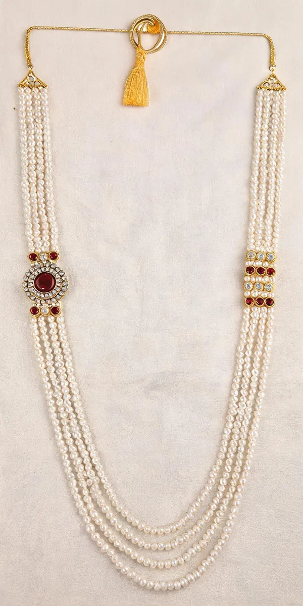 White_And_Maroon_Layered_Necklace_Alloy_For_Unisex_Pack_Of_1