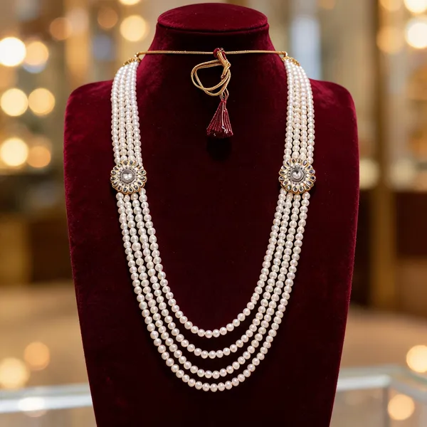 White_Layered_Necklace_Alloy_For_Unisex_Pack_Of_1