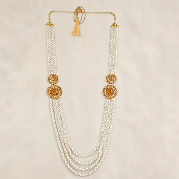 White_Layered_Necklace_Alloy_For_Unisex_Pack_Of_1