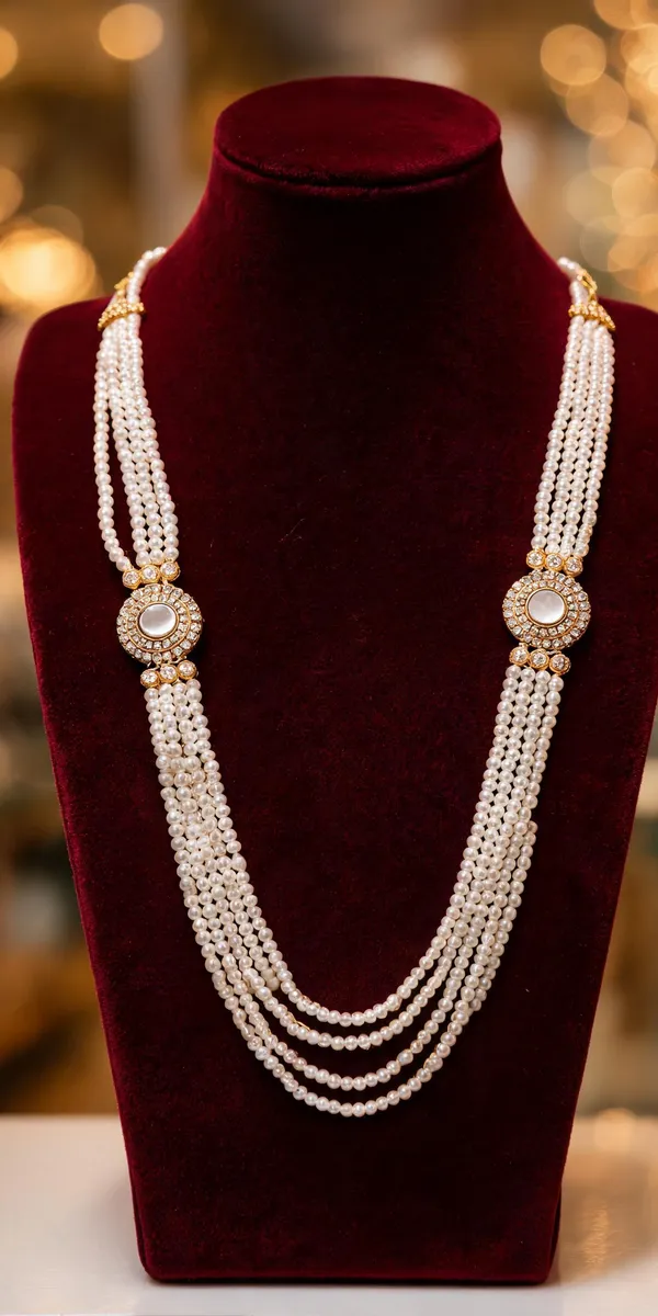 White_Layered_Necklace_Alloy_For_Unisex_Pack_Of_1