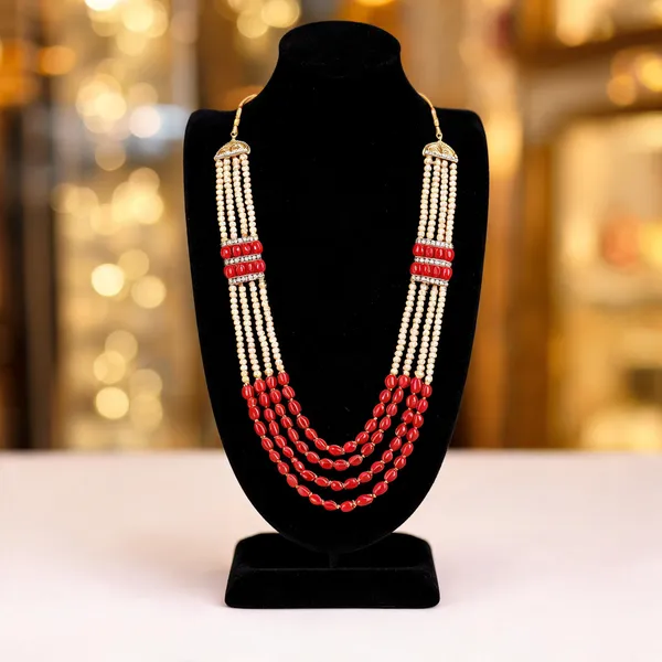 Red_Layered_Necklace_Alloy_For_Unisex_Pack_Of_1