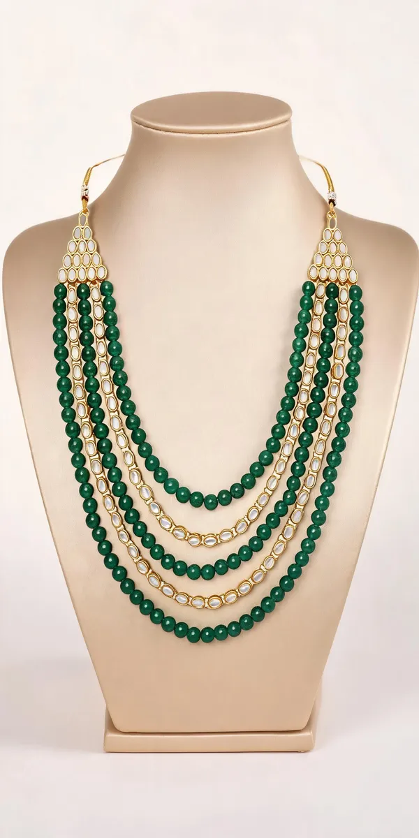 Gold_And_Green_Necklace_Alloy_For_Unisex_Pack_Of_1
