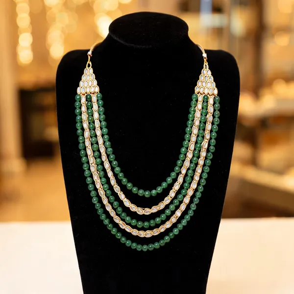 Gold_And_Green_Necklace_Alloy_For_Unisex_Pack_Of_1