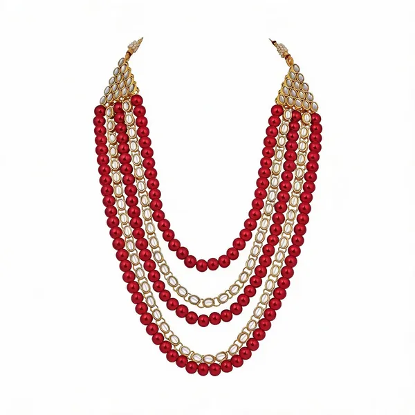 Gold_And_Red_Necklace_Alloy_For_Unisex_Pack_Of_1