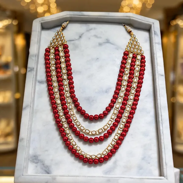 Gold_And_Red_Necklace_Alloy_For_Unisex_Pack_Of_1