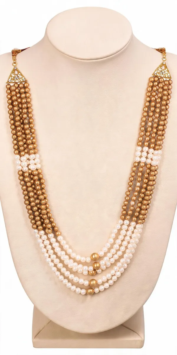 White_And_Gold_Layered_Necklace_Alloy_For_Unisex_Pack_Of_1