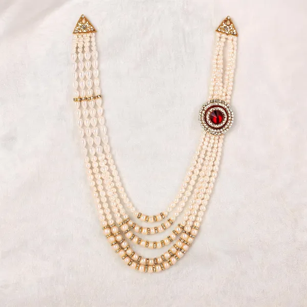 White_Layered_Necklace_Alloy_For_Unisex_Pack_Of_1
