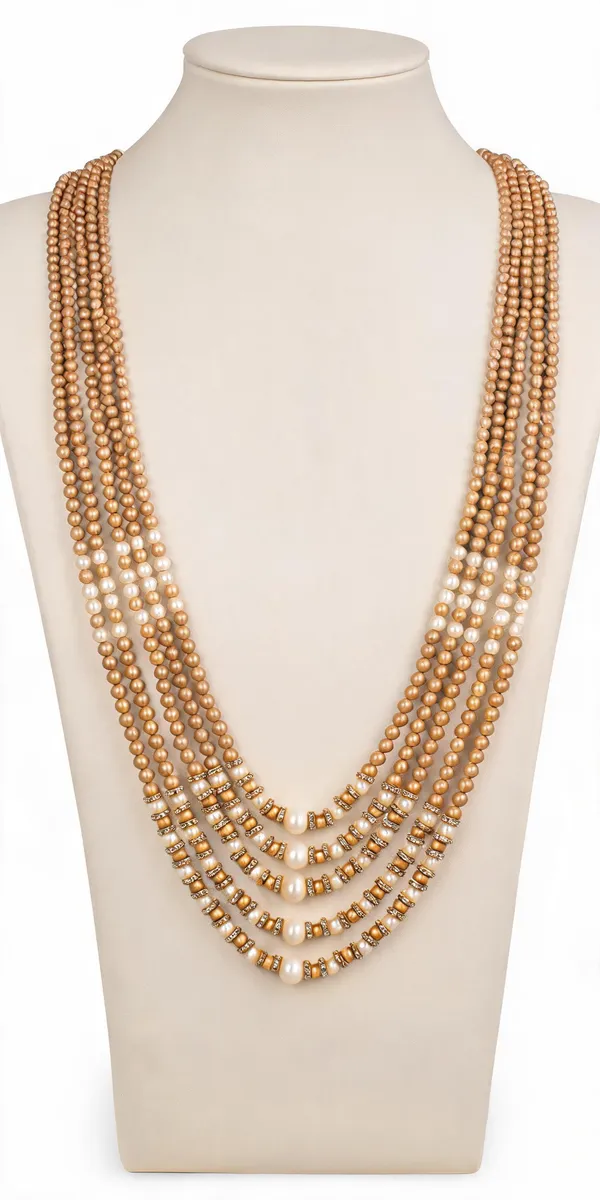 White_And_Gold_Layered_Necklace_Alloy_For_Unisex_Pack_Of_1