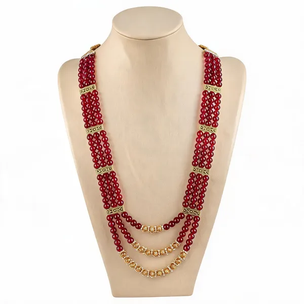 Maroon_Layered_Necklace_Alloy_For_Unisex_Pack_Of_1