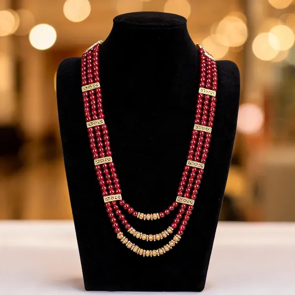 Maroon_Layered_Necklace_Alloy_For_Unisex_Pack_Of_1