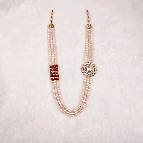 White_And_Maroon_Layered_Necklace_Alloy_For_Unisex_Pack_Of_1