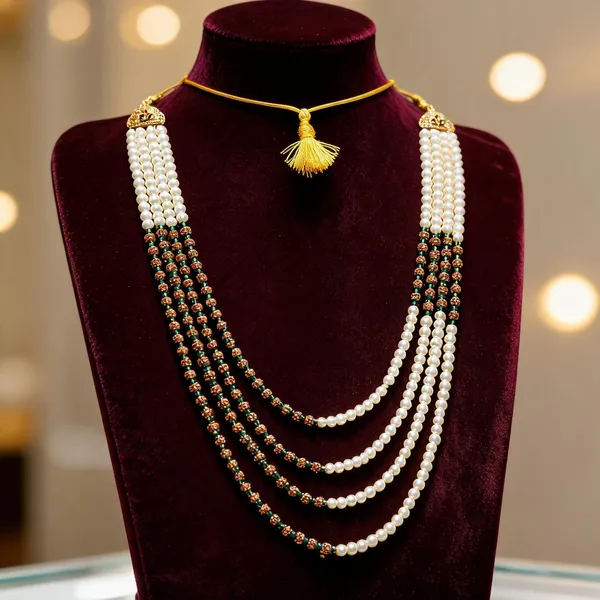 White_And_Gold_Layered_Necklace_Alloy_For_Unisex_Pack_Of_1