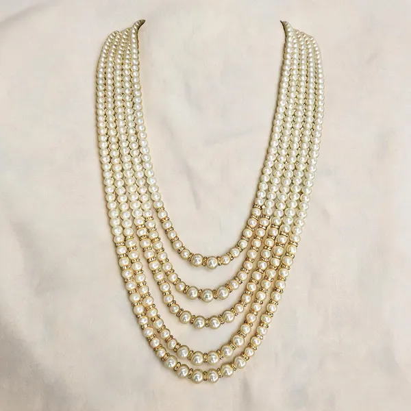 White_Layered_Necklace_Alloy_For_Unisex_Pack_Of_1