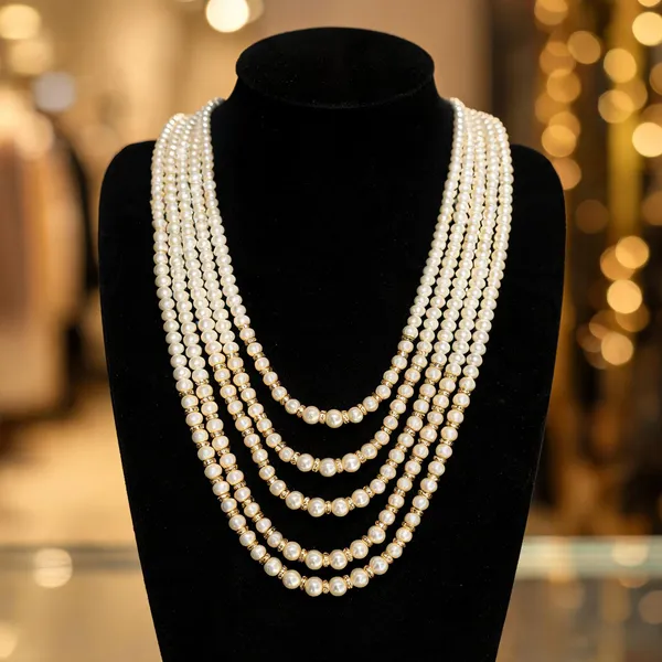 White_Layered_Necklace_Alloy_For_Unisex_Pack_Of_1
