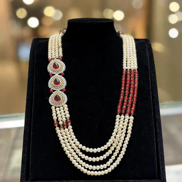 Gold_And_Maroon_Layered_Necklace_Alloy_For_Unisex_Pack_Of_1