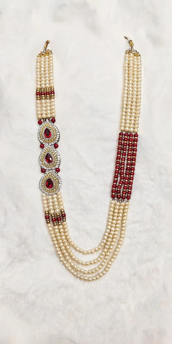 Gold_And_Maroon_Layered_Necklace_Alloy_For_Unisex_Pack_Of_1