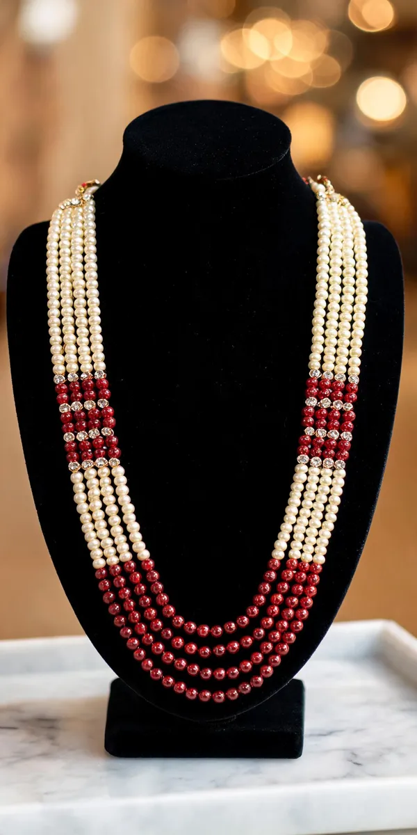 Maroon_Layered_Necklace_Alloy_For_Unisex_Pack_Of_1