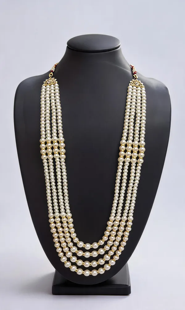 White_And_Gold_Layered_Necklace_Alloy_For_Unisex_Pack_Of_1
