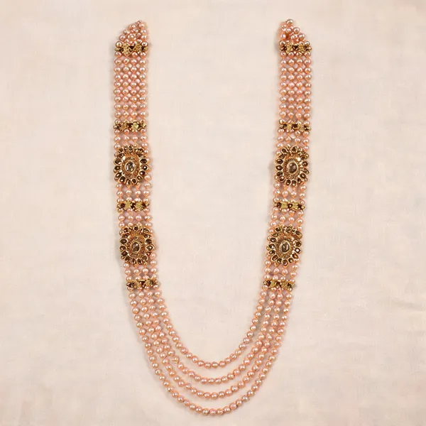 Gold_And_White_Layered_Necklace_Alloy_For_Unisex_Pack_Of_1