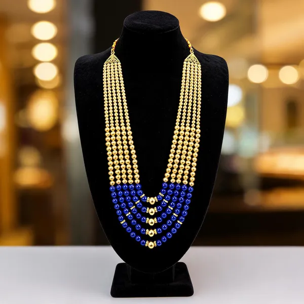 Gold_And_Blue_Layered_Necklace_Alloy_For_Unisex_Pack_Of_1
