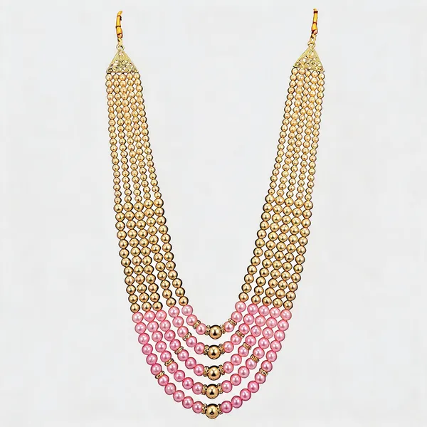 Gold_And_Pink_Layered_Necklace_Alloy_For_Unisex_Pack_Of_1