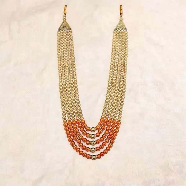 Gold_And_Orange_Layered_Necklace_Alloy_For_Unisex_Pack_Of_1