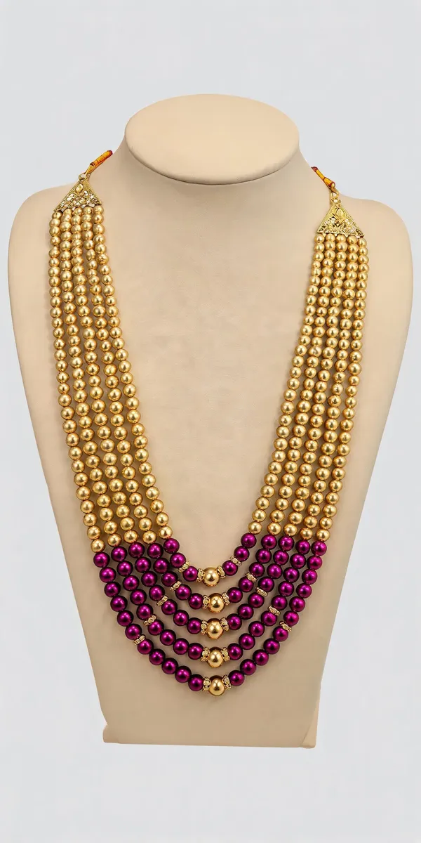 Gold_And_Purple_Layered_Necklace_Alloy_For_Unisex_Pack_Of_1