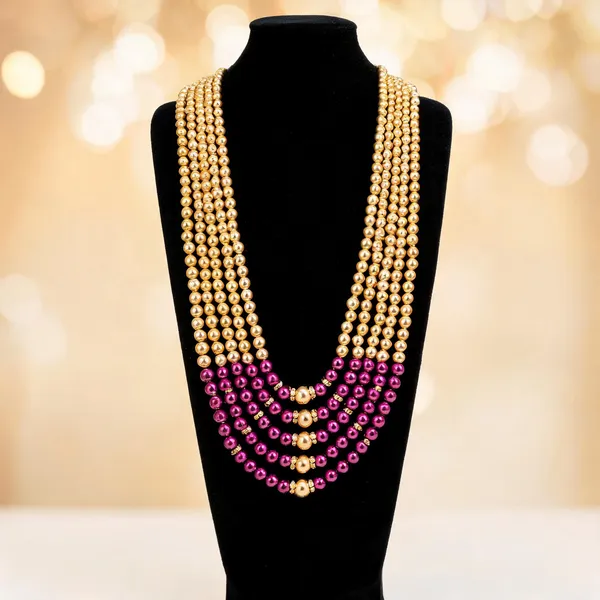 Gold_And_Purple_Layered_Necklace_Alloy_For_Unisex_Pack_Of_1