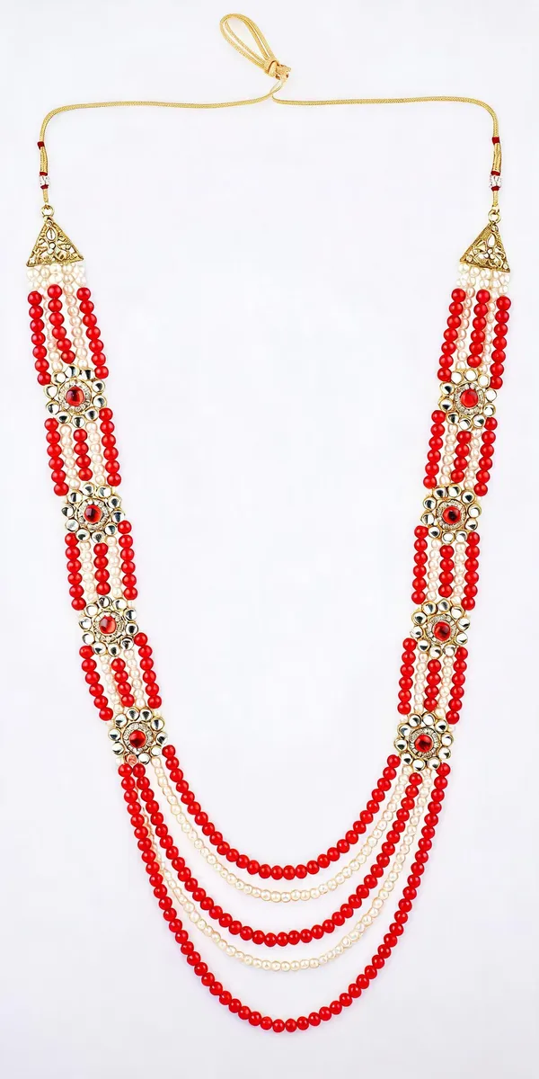 Red_And_White_Layered_Necklace_Alloy_For_Unisex_Pack_Of_1