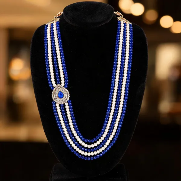 Blue_And_White_Layered_Necklace_Alloy_For_Unisex_Pack_Of_1