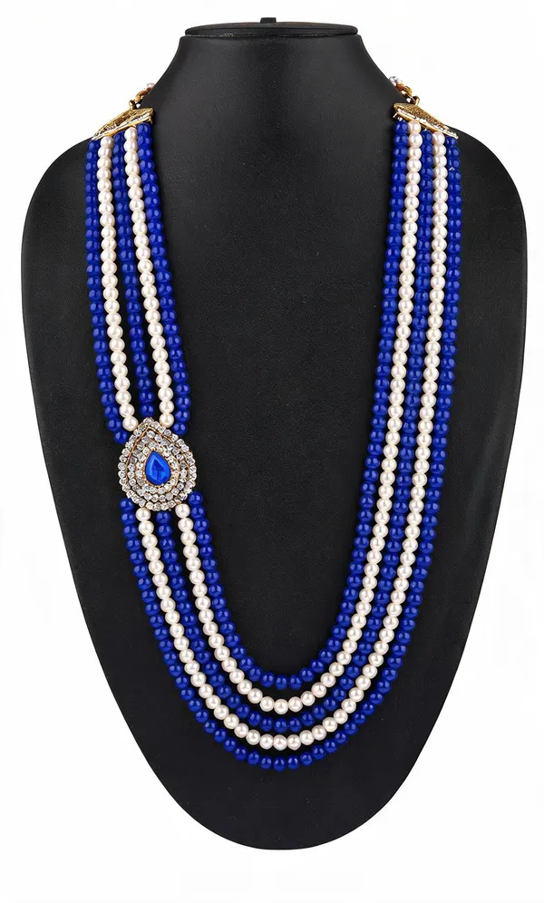 Blue_And_White_Layered_Necklace_Alloy_For_Unisex_Pack_Of_1