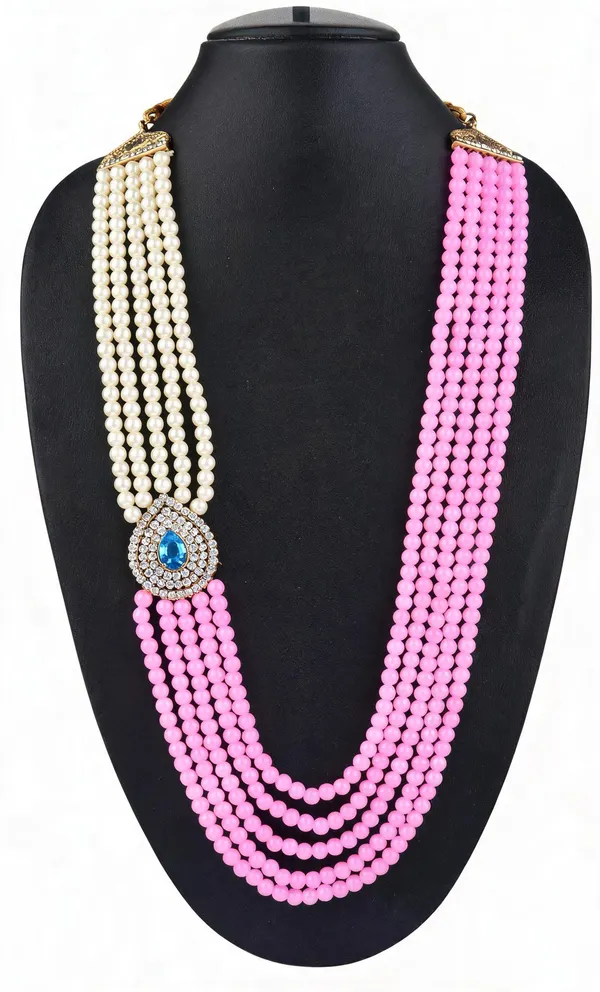 Pink_And_White_Layered_Necklace_Alloy_For_Unisex_Pack_Of_1