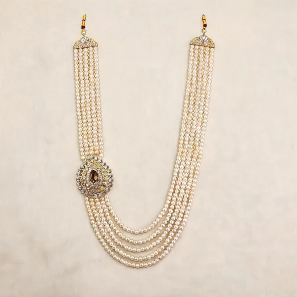 White_Layered_Necklace_Alloy_For_Unisex_Pack_Of_1