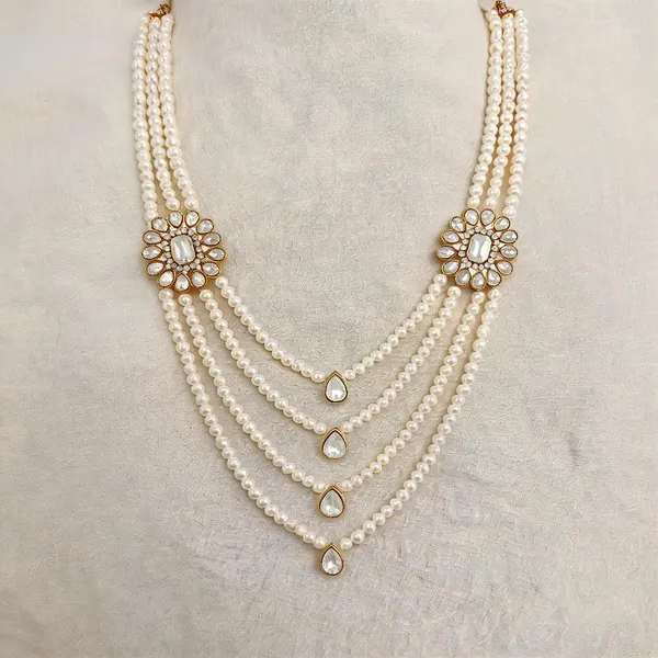 White_Layered_Necklace_Alloy_For_Unisex_Pack_Of_1