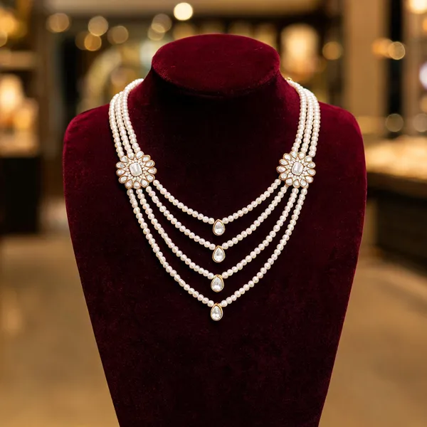White_Layered_Necklace_Alloy_For_Unisex_Pack_Of_1