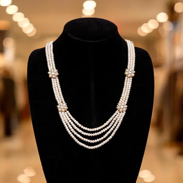White_Layered_Necklace_Alloy_For_Unisex_Pack_Of_1