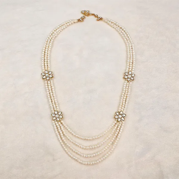 White_Layered_Necklace_Alloy_For_Unisex_Pack_Of_1