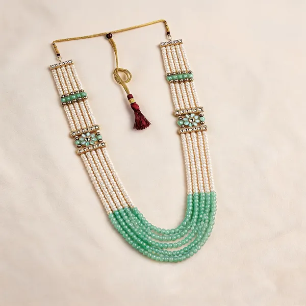 Green_And_Gold_Layered_Necklace_Alloy_For_Unisex_Pack_Of_1